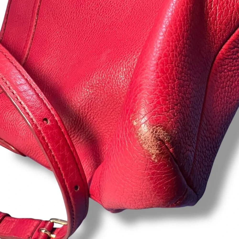 Coach Red Pebbled Leather Crossbody Bag F37321 Adjustable Strap Shoulder Purse